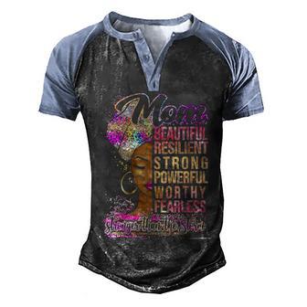 Black Mom Queen Afro African Woman Happy Mothers Day Men's Henley Shirt Raglan Sleeve 3D Print T-shirt - Thegiftio UK