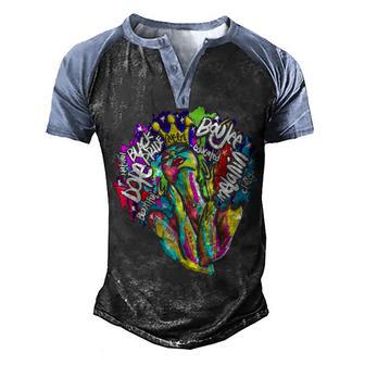 Black Queen Retro Afro Words Melanin Unapologetically Dope Graphic Design Printed Casual Daily Basic Men's Henley Shirt Raglan Sleeve 3D Print T-shirt - Thegiftio UK
