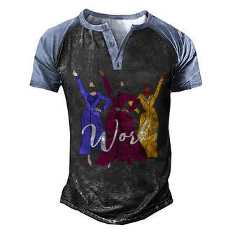Black Woman Work Men's Henley Shirt Raglan Sleeve 3D Print T-shirt - Thegiftio UK