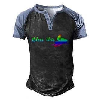 Bless This Snowmobile Riders Gift For Snow Machine Rider Gift Graphic Design Printed Casual Daily Basic Men's Henley Shirt Raglan Sleeve 3D Print T-shirt - Thegiftio UK
