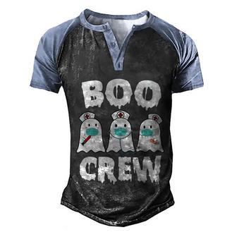 Boo Crew Three Nurse Ghosts Halloween Quote Graphic Design Printed Casual Daily Basic Men's Henley Shirt Raglan Sleeve 3D Print T-shirt - Thegiftio UK