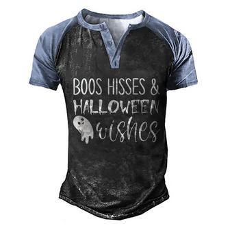 Boos Hisses Halloween Wishes Halloween Quote Graphic Design Printed Casual Daily Basic Men's Henley Shirt Raglan Sleeve 3D Print T-shirt - Thegiftio UK
