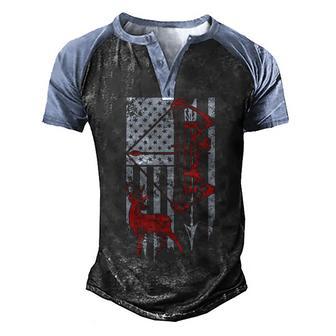 Bow Hunting Deer American Flag For Men Or Women Hunters Back Design Men's Henley Shirt Raglan Sleeve 3D Print T-shirt - Thegiftio UK