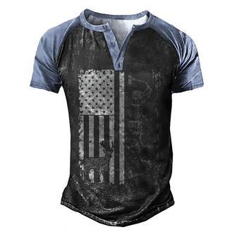 Bow Hunting Deer Hunter American Flag Gifts Back Design Men's Henley Shirt Raglan Sleeve 3D Print T-shirt - Thegiftio UK