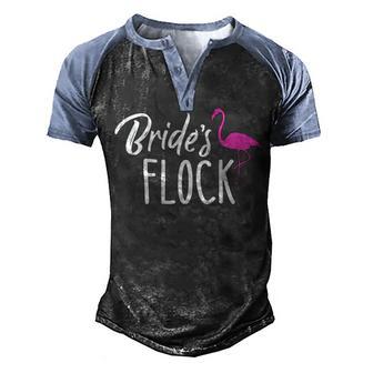 Brides Flock Bridesmaid Flamingo 1 Men's Henley Shirt Raglan Sleeve 3D Print T-shirt - Thegiftio UK