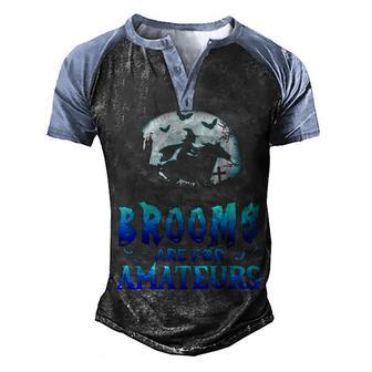 Brooms Are For Amateurs Halloween Horse Riding Men's Henley Shirt Raglan Sleeve 3D Print T-shirt - Thegiftio UK