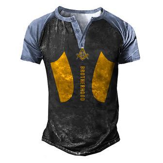 Brother Hood - Freemason Men's Henley Shirt Raglan Sleeve 3D Print T-shirt - Thegiftio UK