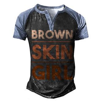 Brown Skin Girl 1 Men's Henley Shirt Raglan Sleeve 3D Print T-shirt - Thegiftio UK
