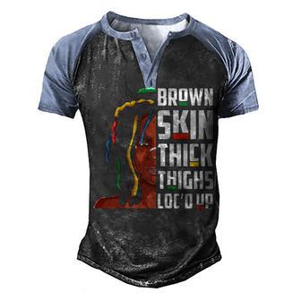 Brown Skin Thick Thighs Locd Up Hair Afro Black Melanin Pullover Graphic Design Printed Casual Daily Basic Men's Henley Shirt Raglan Sleeve 3D Print T-shirt - Thegiftio UK