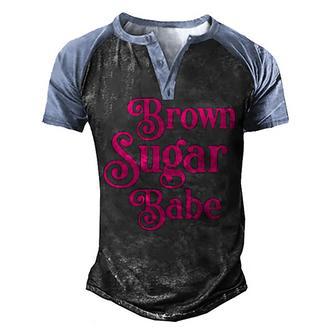 Brown Sugar Babe 1 Men's Henley Shirt Raglan Sleeve 3D Print T-shirt - Thegiftio UK