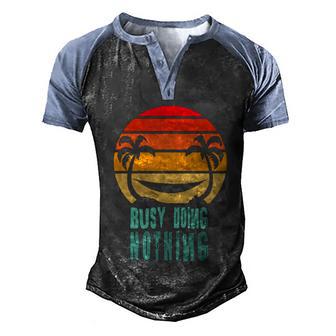 Busy Doing Nothing Sunset Hammock Retro Vintage Men's Henley Shirt Raglan Sleeve 3D Print T-shirt - Thegiftio UK