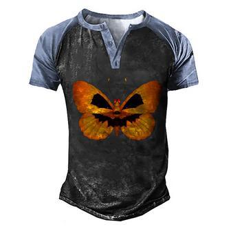 Butterfly With Face Halloween Pumpkin Graphic Design Printed Casual Daily Basic Men's Henley Shirt Raglan Sleeve 3D Print T-shirt - Thegiftio UK