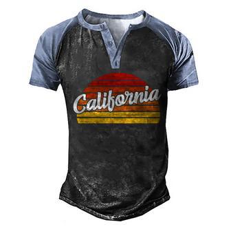 California Sunset Retro Vintage Graphic Design Printed Casual Daily Basic Men's Henley Shirt Raglan Sleeve 3D Print T-shirt - Thegiftio UK