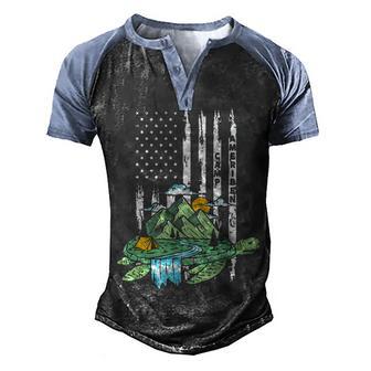 Camp Ameriben American Flag Turtle World White Men's Henley Shirt Raglan Sleeve 3D Print T-shirt - Thegiftio UK