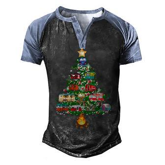 Camper Christmas Tree Vehicles Camping V2 Men's Henley Shirt Raglan Sleeve 3D Print T-shirt - Thegiftio UK