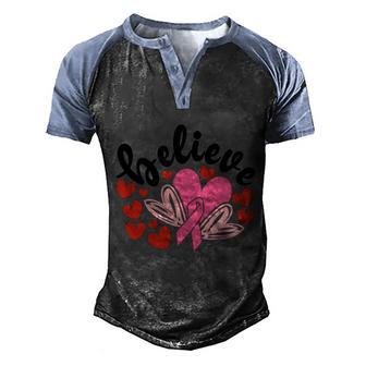 Cancer Believe Heart Pink Ribbon Breast Cancer Graphic Design Printed Casual Daily Basic Men's Henley Shirt Raglan Sleeve 3D Print T-shirt - Thegiftio UK