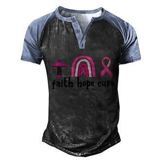 Cancer Faith Hope Cure Rainbow Pink Ribbon Breast Cancer Graphic Design Printed Casual Daily Basic Men's Henley Shirt Raglan Sleeve 3D Print T-shirt - Thegiftio UK