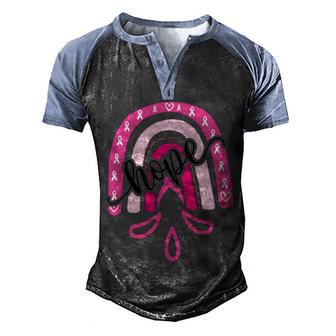Cancer Hope Rainbow Pink Ribbon Breast Cancer Graphic Design Printed Casual Daily Basic Men's Henley Shirt Raglan Sleeve 3D Print T-shirt - Thegiftio UK