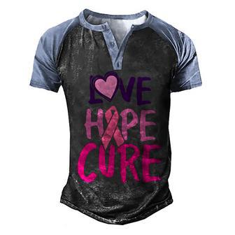 Cancer Love Hope Cure Pink Ribbon Breast Cancer Graphic Design Printed Casual Daily Basic Men's Henley Shirt Raglan Sleeve 3D Print T-shirt - Thegiftio UK