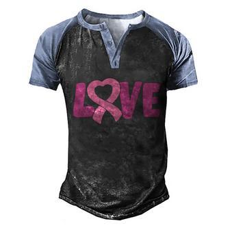 Cancer Love Pink Ribbon Breast Cancer Graphic Design Printed Casual Daily Basic Men's Henley Shirt Raglan Sleeve 3D Print T-shirt - Thegiftio UK