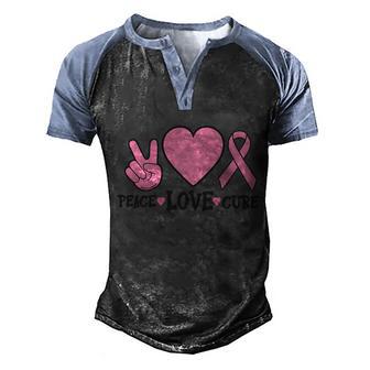 Cancer Peace Love Cure Pink Ribbon Breast Cancer Graphic Design Printed Casual Daily Basic V2 Men's Henley Shirt Raglan Sleeve 3D Print T-shirt - Thegiftio UK