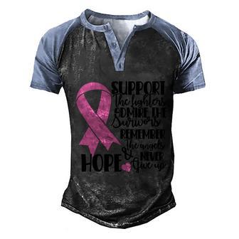 Cancer Support The Fighters Hope Pink Ribbon Breast Cancer Graphic Design Printed Casual Daily Basic Men's Henley Shirt Raglan Sleeve 3D Print T-shirt - Thegiftio UK