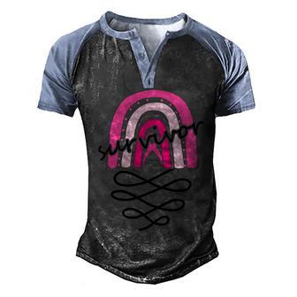 Cancer Survivor Rainbow Pink Ribbon Breast Cancer Graphic Design Printed Casual Daily Basic Men's Henley Shirt Raglan Sleeve 3D Print T-shirt - Thegiftio UK