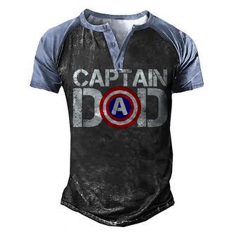 Captain Dad V2 Men's Henley Shirt Raglan Sleeve 3D Print T-shirt - Thegiftio UK