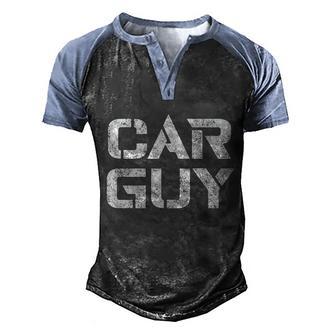 Car Guy Distressed Men's Henley Shirt Raglan Sleeve 3D Print T-shirt - Thegiftio UK