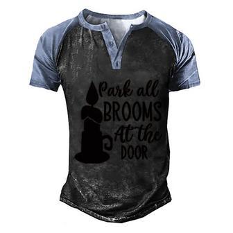 Cark All Brooms At The Door Halloween Quote Graphic Design Printed Casual Daily Basic Men's Henley Shirt Raglan Sleeve 3D Print T-shirt - Thegiftio UK