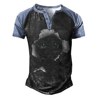 Cat Cat T Black Cat Torn Cloth Kitten Men's Henley Shirt Raglan Sleeve 3D Print T-shirt - Thegiftio UK