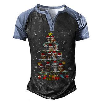 Cat Christmas Tree Gift T Men's Henley Shirt Raglan Sleeve 3D Print T-shirt - Thegiftio UK