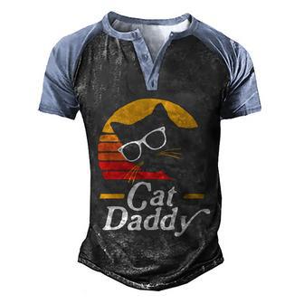 Cat Daddy Vintage Eighties Style Cat Hipster Glasses Retro Tshirt Graphic Design Printed Casual Daily Basic Men's Henley Shirt Raglan Sleeve 3D Print T-shirt - Thegiftio UK