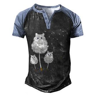 Cat Dandelion Amazing Flower Cat Lover Design Women Girls Men's Henley Shirt Raglan Sleeve 3D Print T-shirt - Thegiftio UK