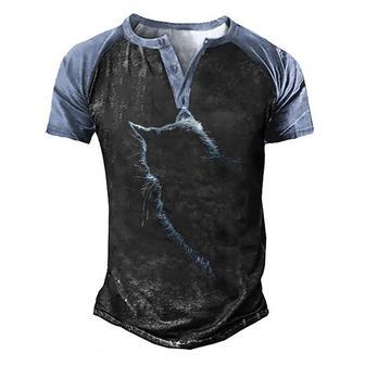 Cat Draw Men's Henley Shirt Raglan Sleeve 3D Print T-shirt - Thegiftio UK