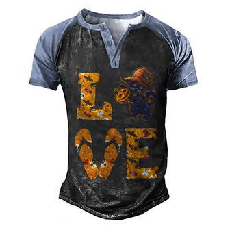 Cat Love Halloween Woman T Men's Henley Shirt Raglan Sleeve 3D Print T-shirt - Thegiftio UK
