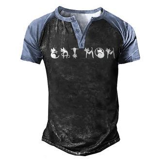 Cat Mom V2 Men's Henley Shirt Raglan Sleeve 3D Print T-shirt - Thegiftio UK