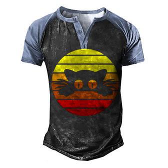 Cat Summer Retro Vintage Men's Henley Shirt Raglan Sleeve 3D Print T-shirt - Thegiftio UK