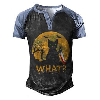 Cat What Murderous Black Cat With Knife Halloween Costume V4 Men's Henley Shirt Raglan Sleeve 3D Print T-shirt - Thegiftio UK