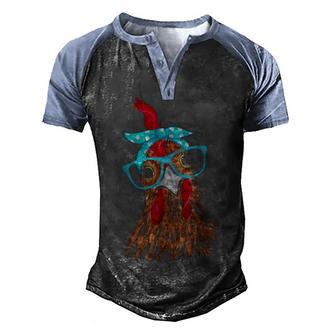 Chicken In Headband And Glasses 1 Men's Henley Shirt Raglan Sleeve 3D Print T-shirt - Thegiftio UK