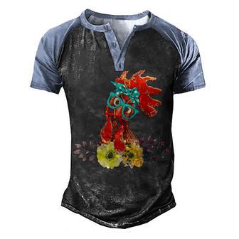 Chicken In Headband And Glasses 3 Men's Henley Shirt Raglan Sleeve 3D Print T-shirt - Thegiftio UK