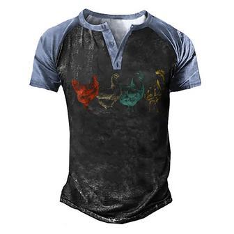 Chicken Retro Vintage Graphic Design Printed Casual Daily Basic Men's Henley Shirt Raglan Sleeve 3D Print T-shirt - Thegiftio UK