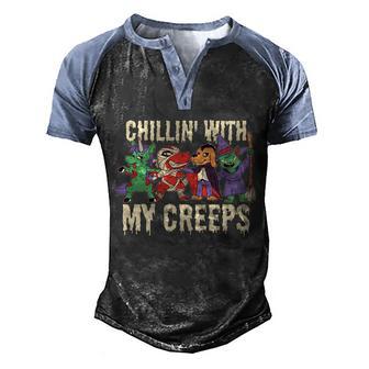 Chillin With My Creeps Halloween Animals Graphic Design Printed Casual Daily Basic Men's Henley Shirt Raglan Sleeve 3D Print T-shirt - Thegiftio UK