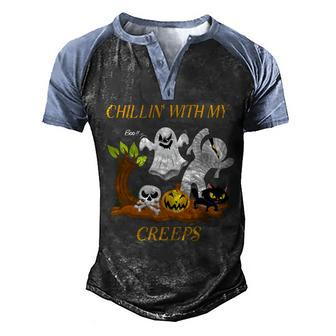 Chillin With My Creeps Men's Henley Shirt Raglan Sleeve 3D Print T-shirt - Monsterry