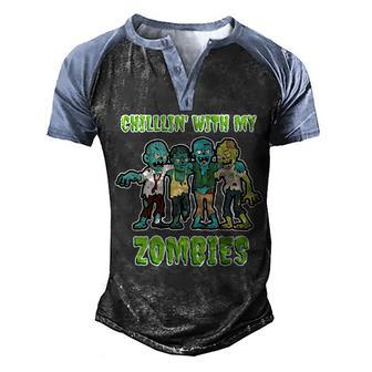 Chillin With My Zombies Graphic Design Printed Casual Daily Basic Men's Henley Shirt Raglan Sleeve 3D Print T-shirt - Thegiftio UK