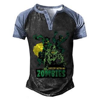 Chilling With My Zombies Graphic Design Printed Casual Daily Basic Men's Henley Shirt Raglan Sleeve 3D Print T-shirt - Thegiftio UK