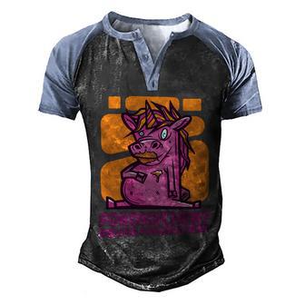Chocolate Cake Unicorn Graphic Design Printed Casual Daily Basic Men's Henley Shirt Raglan Sleeve 3D Print T-shirt - Thegiftio UK