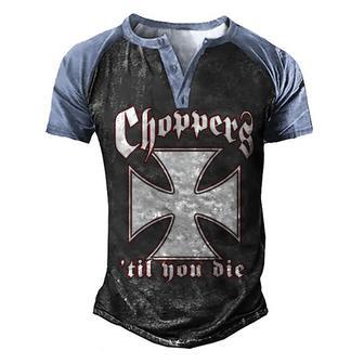 Choppers Templar Shirts Men's Henley Shirt Raglan Sleeve 3D Print T-shirt - Thegiftio UK