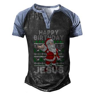 Christmas Day Happy Birthday Jesus Holiday Gift Graphic Design Printed Casual Daily Basic Men's Henley Shirt Raglan Sleeve 3D Print T-shirt - Thegiftio UK