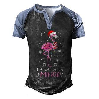 Christmas Fa La La Mingo Flamingo With Christmas Lights Men's Henley Shirt Raglan Sleeve 3D Print T-shirt - Thegiftio UK